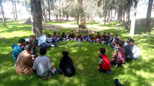 فتيان عالم الفرقان في قلعة عنجر الأموية الإسلامية وأوقاف تل النبي